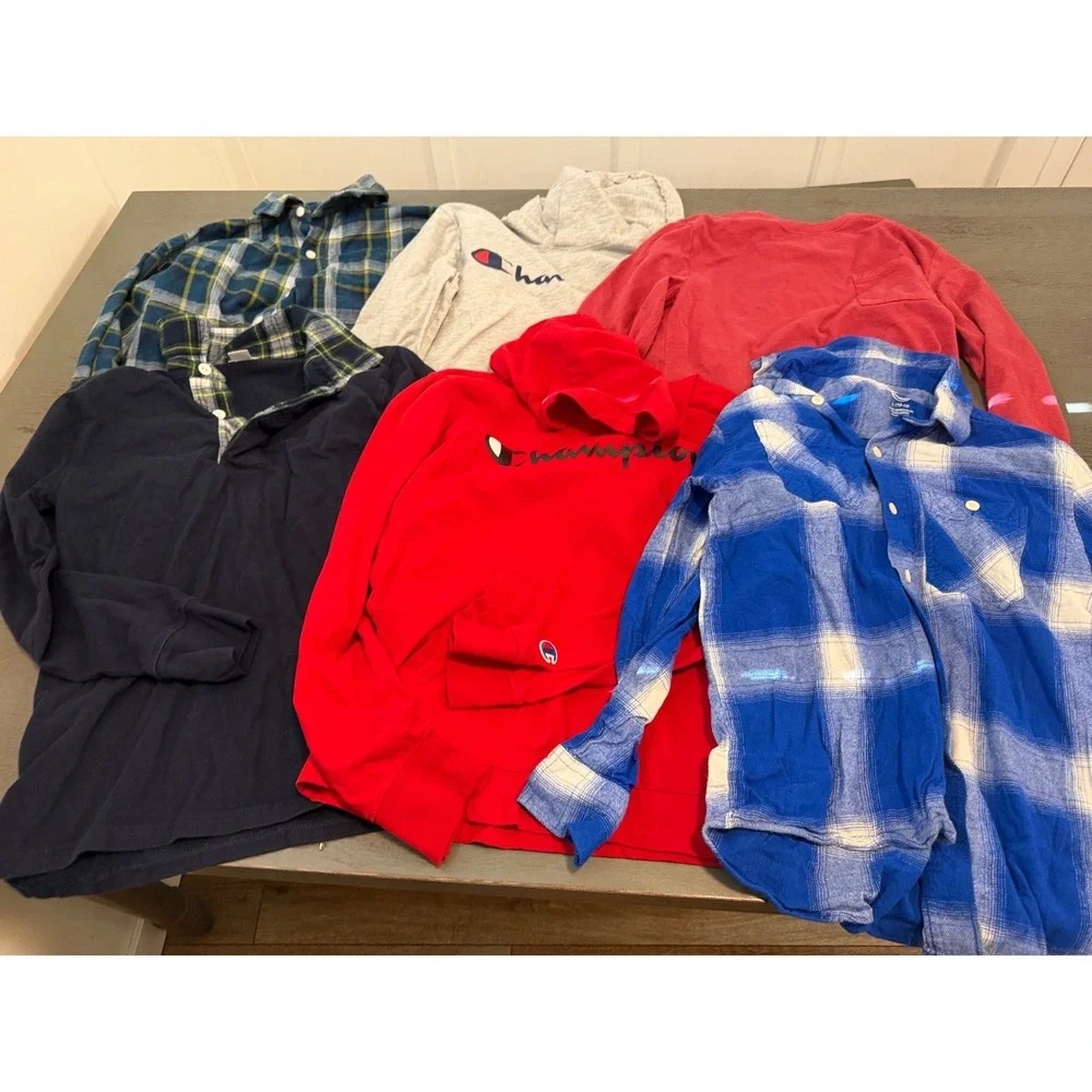 Boys Clothing Bundle 23pc Size L 10-12 Champion Flannels Pants Blazer Hoodies
